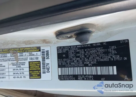 2009 Toyota Sienna Xle из США, поврежденный, VIN 5TDZK22C39S230663